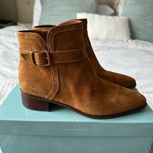 Cole Haan Suede Ankle Boots Brown Buckle Strap Grand OS Size 7.5B